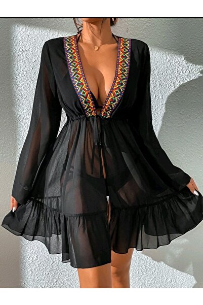 ARHEZ TEKSTİL Pareo din șifon cu modele etnice Lenna