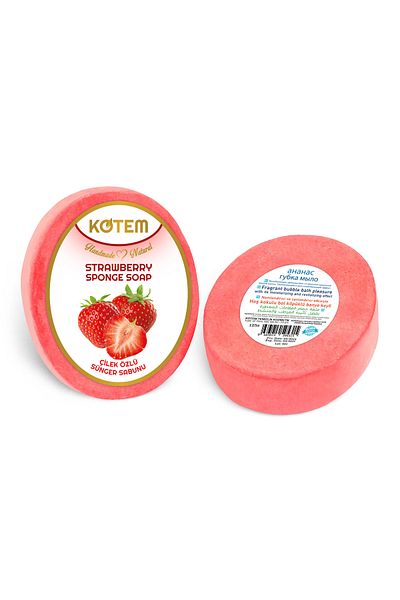 paksa Natural Strawberry Extract Skincare Soap - Revitalizing and Firming, with Sponge, 125 Gr