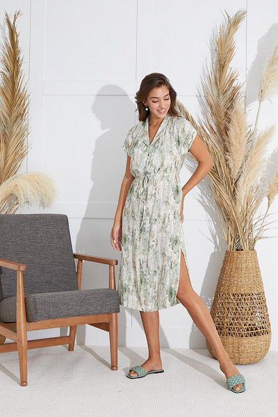 Sevim Rochie de damă verde cu mânecă scurta - C8T8N6O51