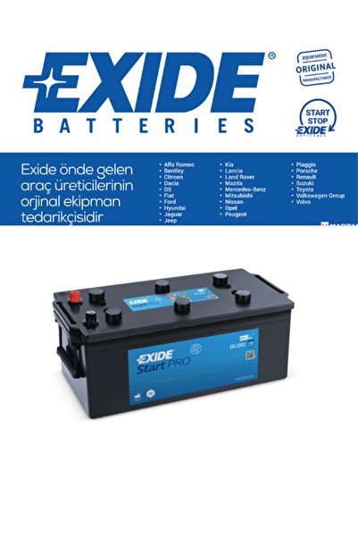 EXIDE 225 Ah (AMPER) Akü Start Pro 1200cca D6(C) Düz (YAN) B0 Tırnaksız (518X279X240) Kamyon Tır Otobüs