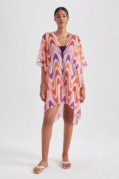DeFacto Fall in Love Regular Fit Patterned Cotton Beach Dress