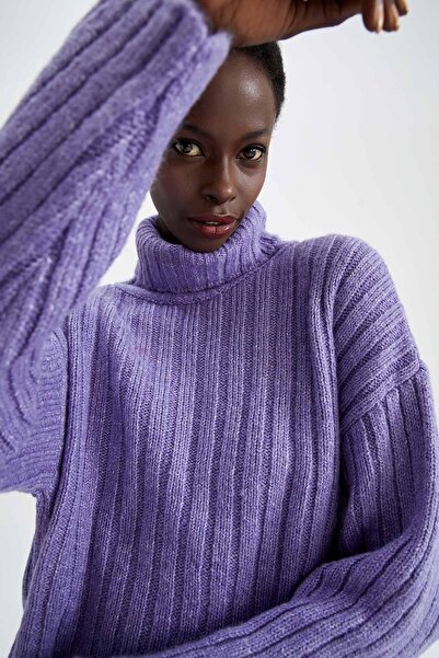 DeFacto Oversize Fit Balıkçı Yaka Ribana Tunik X8008az22wn