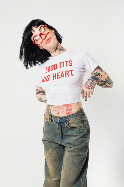 Bak Moda Білий кроп-топ з великим серцем