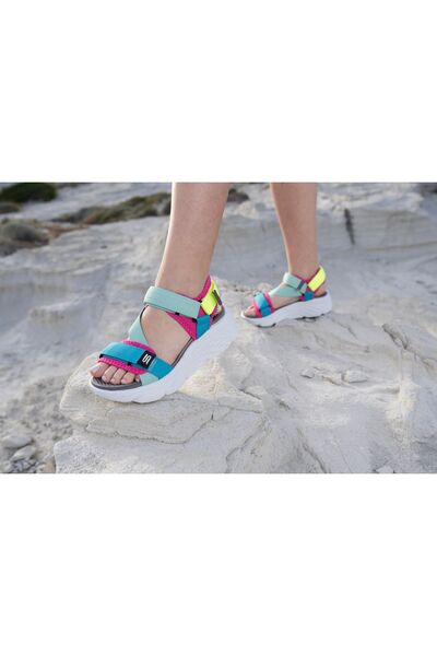 sandal spor Sandale sport zilnice cu velcro cu toc pană pentru femei Ss001-0178.verde Albastru