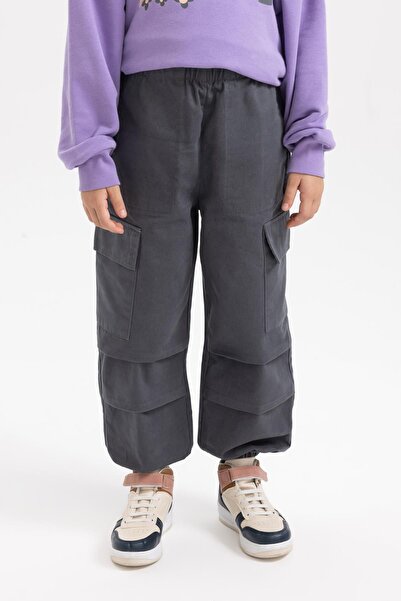 DeFacto Girl's Cotton Cargo Pants - Parachute Cut B4478a823wn