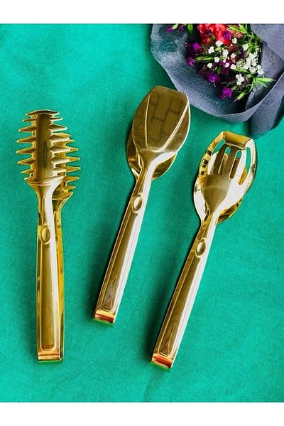 Dame Marie Gold 3-Piece Steel Tong Set