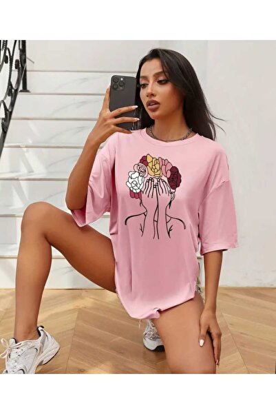 WOODROFFE Γυναικείο μπλουζάκι Crew Neck Oversize - Εκτυπωμένο και Φαρδύ