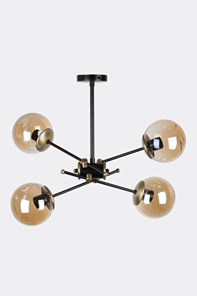 Fivorno Line Serisi 4 Kollu Eskime Ve Siyah Renk Camlı Avize