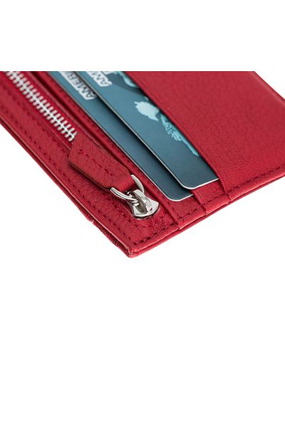 Lev Leather Калъф за кредитни карти от естествена кожа - отделение за монети, отделение за пари в брой, гравиране на име