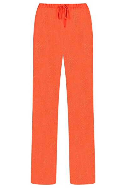 Whenever Company Turuncu Parlak Simli Fitilli İnce Likralı Kumaş Rahat Döküml...