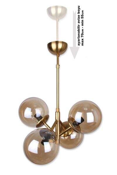 Fivorno Aydınlatma Bubble Lamp 4 Kollu Bal Renk Kaplama Sarkıt