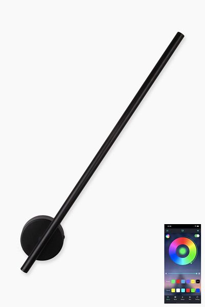 Fivorno Aydınlatma Long Led RGB Led Bluetooth Controlled Matte Black Color 65cm Sconce - 360 Degree Movement