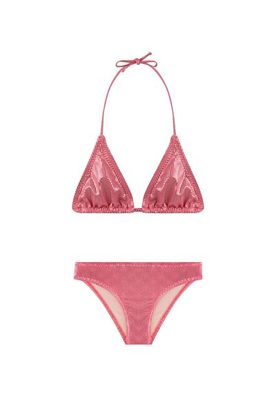 AQUELLA Shiny Coral Girl's Triangle Bikini Set