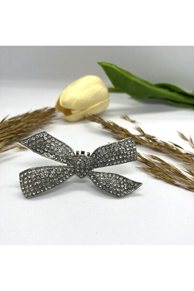 Butik Junisteps Taşlı Kelebek Ayakkabı Tokası - Gümüş