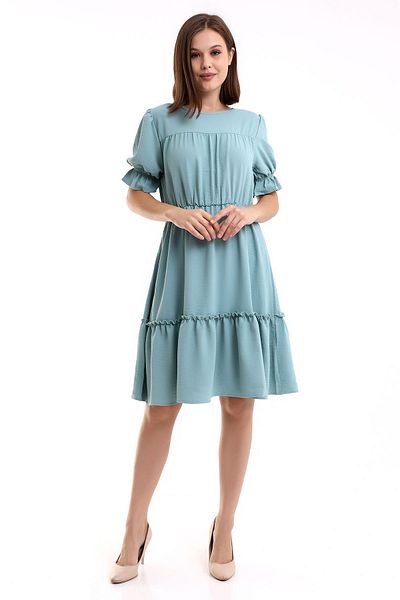 akgül giyim First Spring and Summer New Season Elastic Dress Model with Sleeves and Waist
