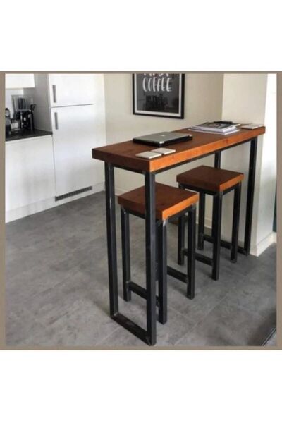 Hyper&Great Metal Ahşap Mutfak Masası Ve Taburesi