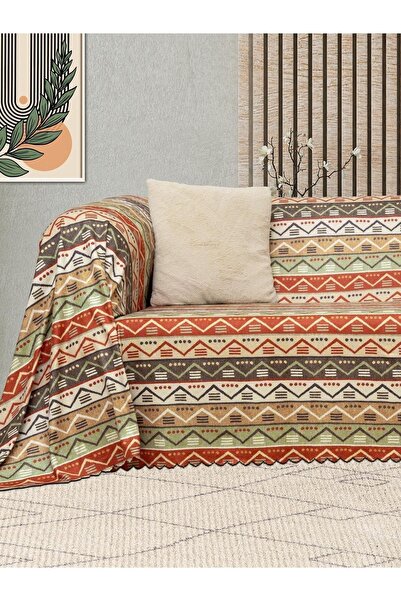 Latuda Concept Одеяло за диван Softmicro с етнически шарки 180x300 см - шал в стил бохо и одеяло за диван, естествен цвят