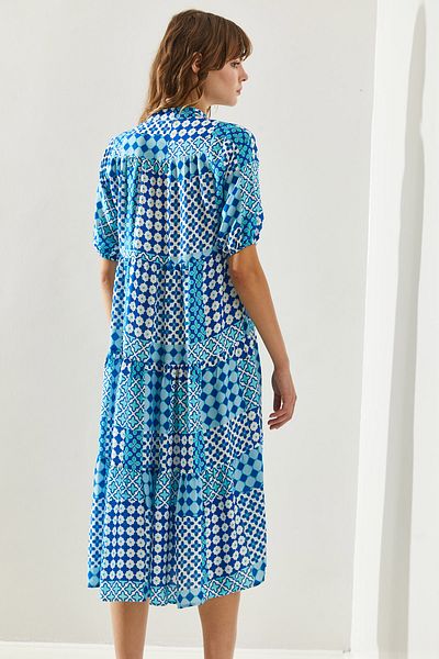 Bianco Lucci Rochie de damă din viscoză cu guler înalt - 60251287