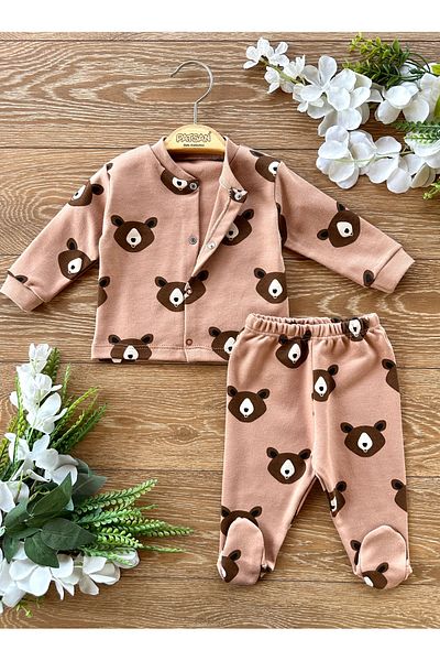 Renkli Puset Bear Brown Baby Pajama Set - 2-Piece Cotton Bottom and Top Set