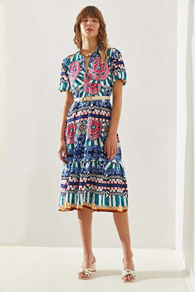 Bianco Lucci Rochie de damă din viscoză cu guler înalt - 60251287