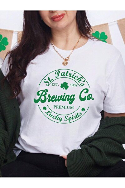 PALPİTO Ženske bele majice za Svetog Patrika Štampano Oversize kroj T-shirt