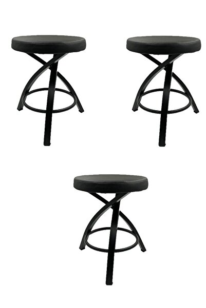 sandalyecafesi 45cm Siyah Ayak Deri Döşeme Elit Mutfak Cafe Taburesi