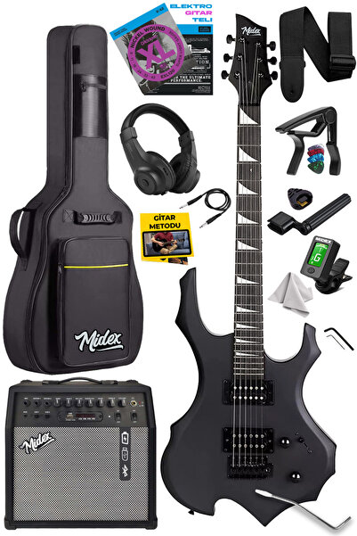 Midex Force-amp50 Üst Seviye 50 Watt Amfili Elektro Gitar H-h Profesyonel Full Set Aksesuarlı