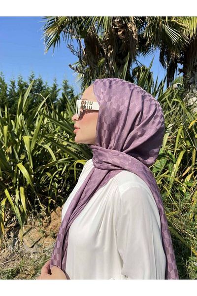VALORSCARF Μεταξένιο σάλι ζακάρ με μοτίβο Dusty Purple Qoza