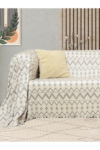 Latuda Concept Κάλυμμα καναπέ και κουβέρτα τηλεόρασης Softmicro Grey με σκανδιναβικό σχέδιο 130x180 cm