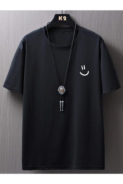 PALPİTO Tricou oversize negru cu imprimeu Emoji pentru bărbați