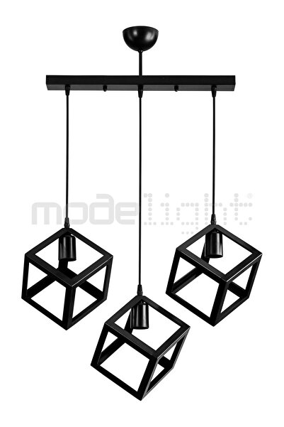 Modelight KÜP 3LÜ SIRALI AVİZE SİYAH