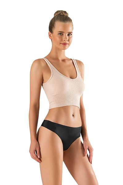 MODANTY Women's Black Thong Slip 3 Pieces Laser Cut, Gatherer and Silicone Recipe