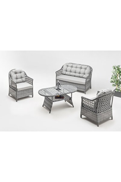 SMILE LAND FURNITURE Focus Çay Seti Bahçe Ve Balkon Mobilyası Takımı (2 1 1 S...