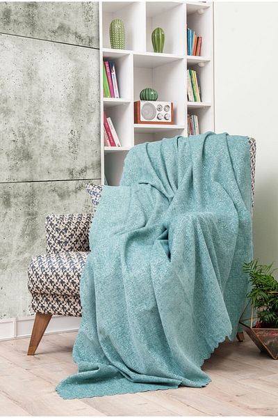 Latuda Concept Water Green Jacquard Αντιολισθητικό Κάλυμμα Καναπέ - 175x215 Σάλι Καναπέ