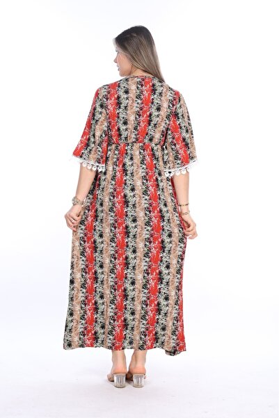 mervemoda Γυναικείο καλοκαιρινό κοντομάνικο υφαντό φόρεμα