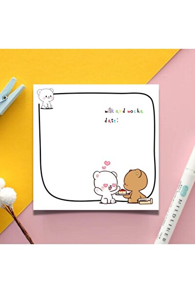 pnkycrco 10x10 cm Milk and Mocha Memopad , Bloknot , Defter, To do List , Not...