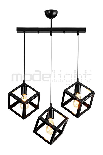 Modelight KÜP 3LÜ SIRALI AVİZE SİYAH