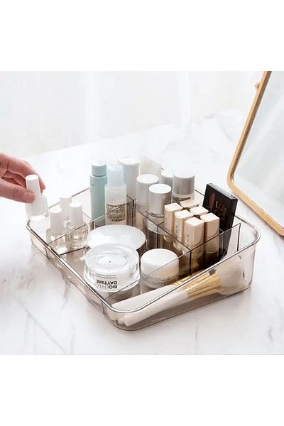 MİS KİTCHEN Anthracite 8 Compartment Makeup and Cosmetic Organizer - Organizer