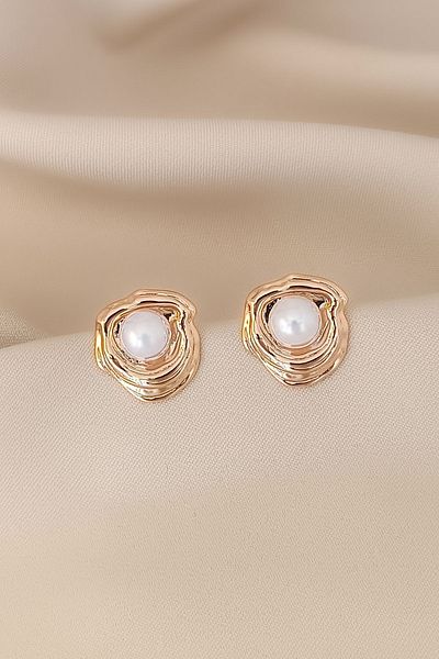 COSİTA Luxury Rose Color Pearl Oyster Amorphous Earrings