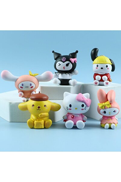 Meyra Accessories sanrio kawaii kuromi hello kitty my melody 6lı figür mini s...