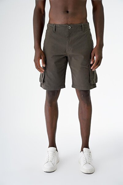 CHUBA Erkek Rahat Kesim Dokulu Pamuklu Kargo Şort Haki 24s299