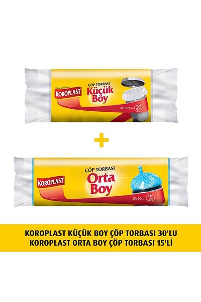 Koroplast 30 Pieces X1 Small Size Garbage Bags - 15 Pieces Medium Garbage Bags