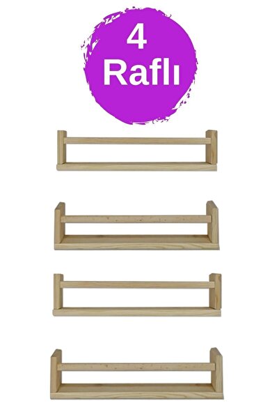 Loolpi Home Ters Düz Kullanılabilen Montessori Duvar Rafı Doğal Ahşap Çok Ama...