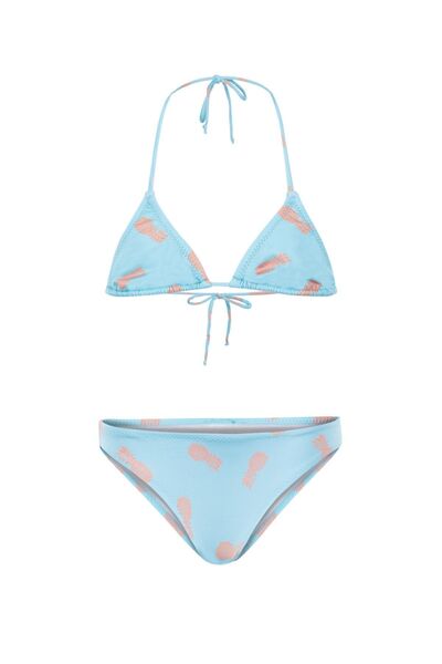 Fiji Turquise Pineapple Kız Cocuk Bikini Takım -turkuaz Ananas Desenli Mayo