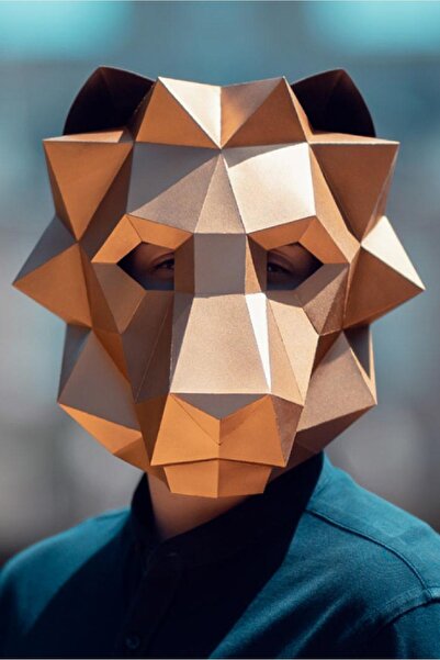 leathiqu Aslan Maske Kostüm Parti Fantazi Boyanır Karton Eğlenceli Yüz Maskes...