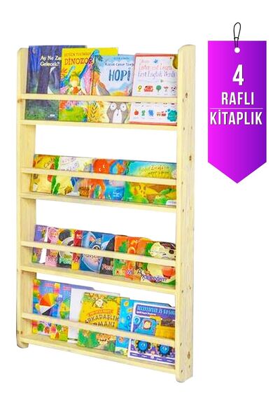 Loolpi Home Montessori Kitaplık Doğal Ahşap Çok Amaçlı Raflar