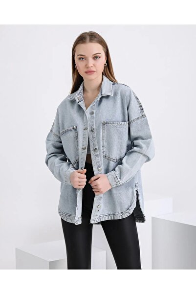 Lady Pixie Jachetă cămașă de blugi oversize pentru femei