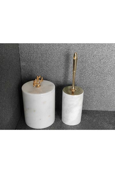 Polen Stone White Marble Gold Coral Accessory 2-Piece Bathroom Set