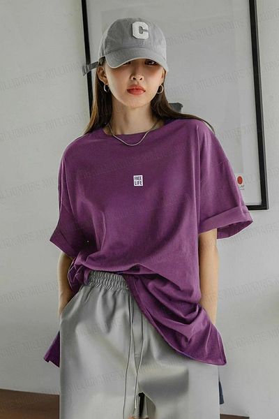 Teenage Millionaire Tricou Salas supradimensionat pentru damă Free Life violet cu decolteu rotund