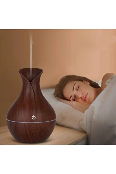 Havana Kahverengi Vazo Modeli Aroma Terapi Oda Hava Nemlendirici 7 Renk Işıkl...